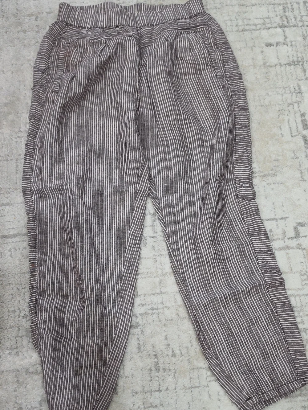 Womens Striped Casual Lounge Pants - Brown/White